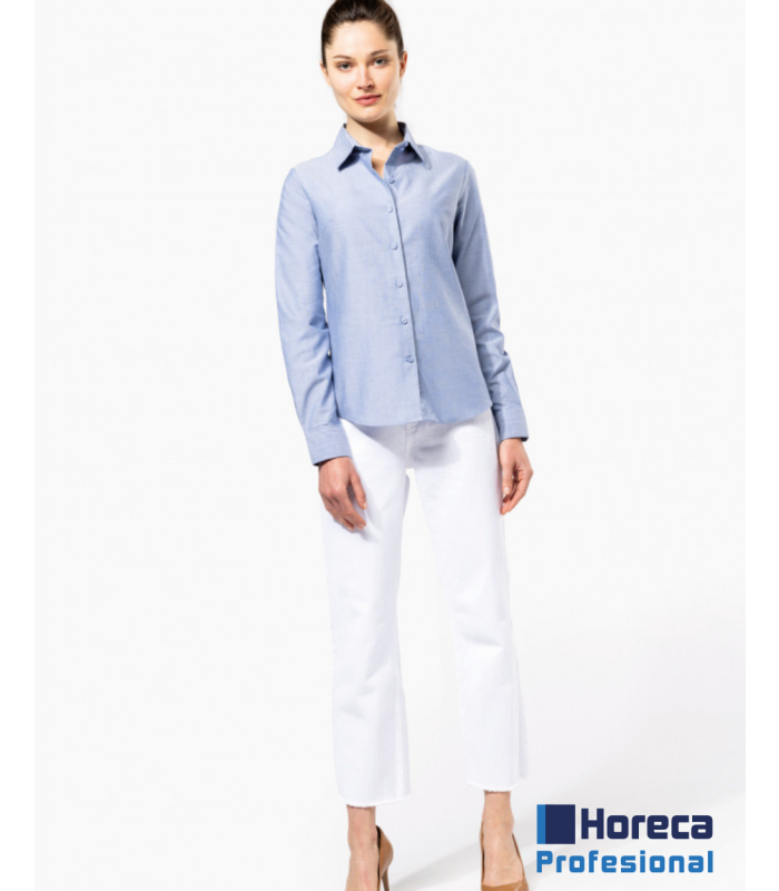 Camisa Oxford Manga Larga Mujer