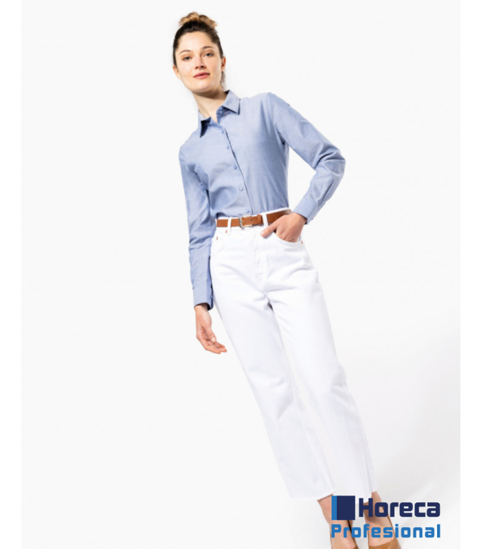Camisa Oxford Manga Larga Mujer