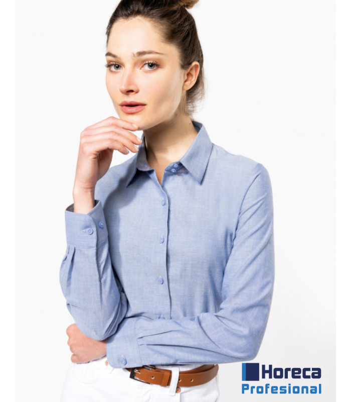 Camisa Oxford Manga Larga Mujer