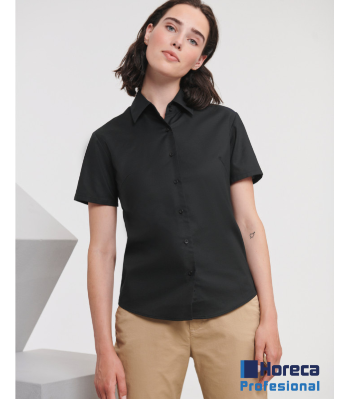Camisa Oxford Manga Corta de Mujer